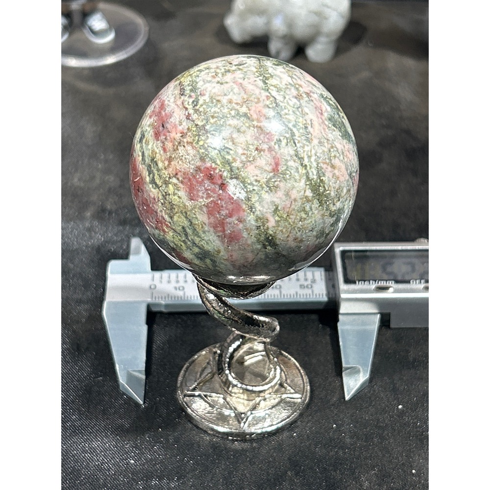 Unakite Jasper Crystal Sphere 52mm with Display Stand #63